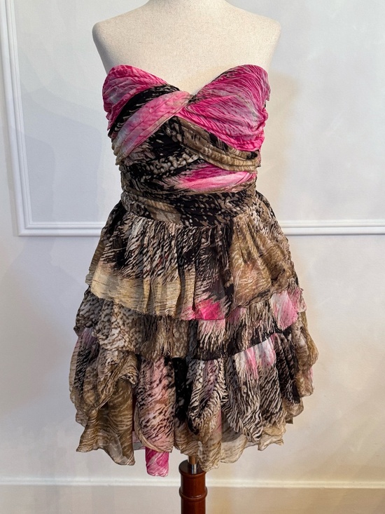 Diane Von Furstenberg Dresses & Skirts - DVF Diane von Furstenberg Brighton Silk Chiffon Strapless Tiered Ruffle Dress S